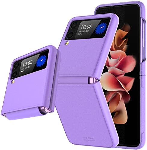 GooseBox z flip 3 5g case Hinge,Samsung flip 3 case with Hinge Protection,flip z 3 case Shockproof,Ultra Thin Hard PC Shookproof Folding Anti-Drop Wear-Resistant for Samsung Galaxy Z Flip 3 (Purple)