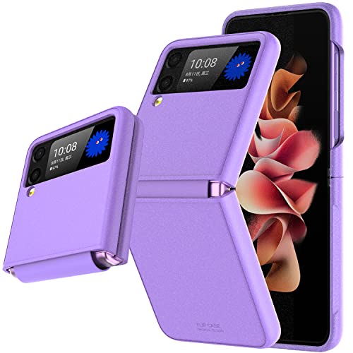 Goosebox Z Flip 3 5G Case Hinge,Samsung Flip 3 Case With Hinge Protection,Flip Z 3 Case Shockproof,Ultra Thin Hard Pc Shookproof Folding Anti-Drop Wear-Resistant For Samsung Galaxy Z Flip 3 (Purple) #TOP3
