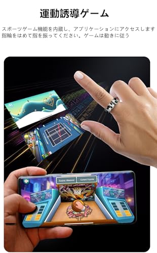 JUSUTEK 2024 業界新登場 二色ステンレス鋼材質スマートリング指輪,活動追跡リング フィットネススマートリング、体感ゲーム，数値安定センサ機能管理，多機能運動，リモコン撮影，超軽量5.5g，Bluetooth5.1，万歩計，IP68防水，カロリー，長時間使用可能，男女兼用，iphone&コンパチブル対応,贈り物,日本語説明書付き (11号-内径20.6MM, 銀)