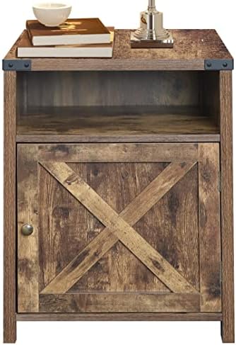 Rainbow Sophia Nightstand, Farmhouse Bedside Table with Cabinet and Shelves, 18 x 18 x 24 Inches, Rustic Wood