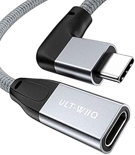USB C Extension Cable, Right Angle Type C 3.1 Gen2 Braided Extender with 10Gbps Data, PD 100W 5A, 4K@60Hz Video for MacBook, iMac, iPad Pro, Dell XPS, Samsung S20, Laptop, Tablet, Hub, Monitor (0.2M)