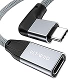 Carga y sincronización rápida: el cable de extensión USB 3.1 tipo C en ángulo recto funciona perfectamente para USB PD Max 100 W (20 V/5 A) de carga rápida y transmisión de datos de 10 Gbps. Además, el alambre de cobre puro asegura su carga de alta velocidad y sincronización de datos estable. Ahorra tiempo y proporciona una mejor experiencia.