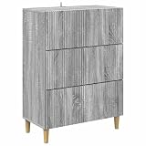 Owoxanthellate Cassettiera grigio Sonoma in legno con 3 cassetti, credenza moderna per soggiorno e ufficio, design vintage, 66 x 34,5 x 90 cm