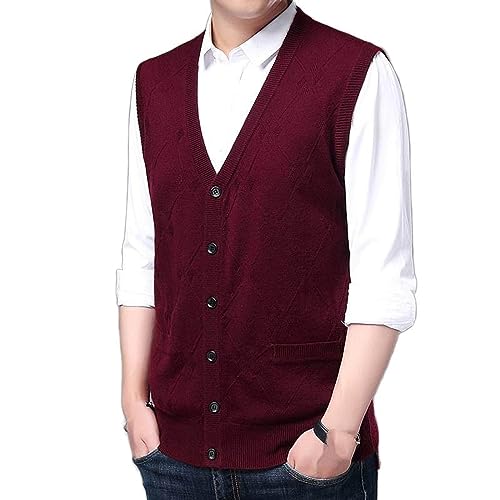 Gilet cardigan tricoté en cachemire mélangé col en V pour hommes classique