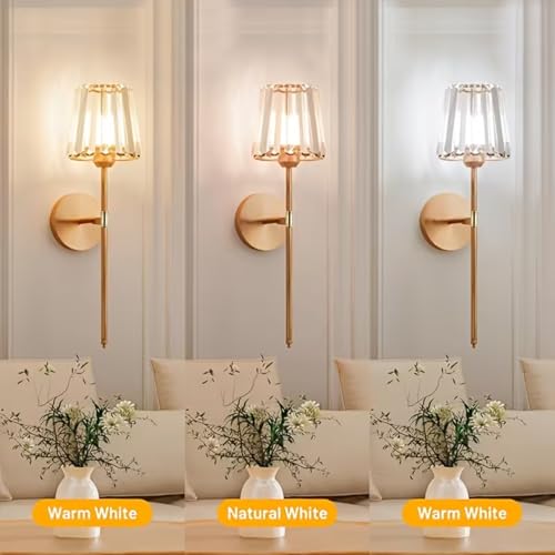 Image of NYRWANA Pack of 2 Rechargeable Modern LED Wall Lamp with Remote Control, 3 Color Temperature, Dimmable Brightness, Timer Function, Wireless Wall Light for Bedroom, Living Room, Bedside Decor (Glass)