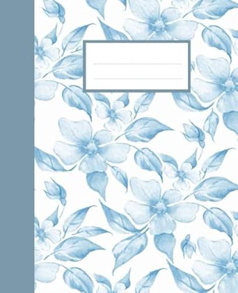 Composition Notebook,Cute Blue Flower Wide Ruled for Teens and Adults ...