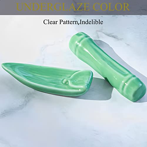 5 Pairs Porcelain Chopsticks Stand Rest,Chopstick Holder For Table(Green Slubs) #TOP1