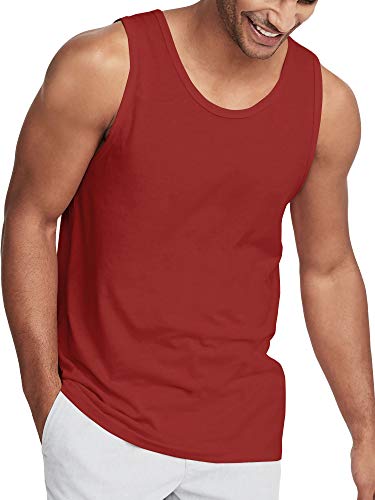 Hat And Beyond Mens Tank Top Soft Performance Boxing Gym Shirts Plain Muscle Tee (X-Large, 1Hcc02_Red) #TOP15