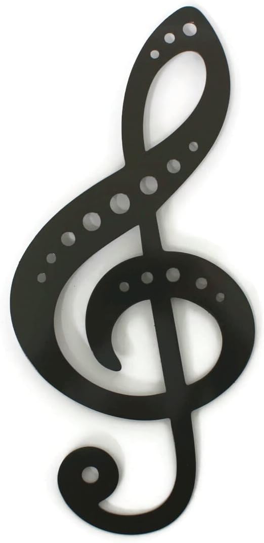 Metal Treble Clef Music Wall Art 14 Inches Tall (Matte Black)