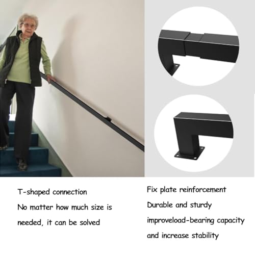 Balustrady schodowe z kutego żelaza do wewnątrz i na zewnątrz antypoślizgowy uchwyt dla osób starszych, wspornik ścienny 330 cm, czarna poręcz na schody i patio