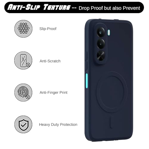 Image of Back Cover Compatible with Realme P4x 5G | MagFit Ring Design (Non-Magnetic) | Shockproof Case | Anti-Slip Grip | Raised Camera Edges | Slim Protective Case for Realme P4x 5G (Steel Blue)