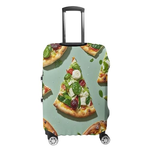Green Pizza Slices Luggage Cover, Elastic Luggage Protector Fits 19-32in Suitcases, Washable & Anti-Scratch Suitcase Cover for Men Women M4