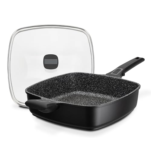 GSW 168434 Brat- und Servierpfanne EASY CLICK Quadura mit Glasdeckel und Gegengriff, Aluminium, schwarz - 28x28cm GSW 168434 Brat- und Servierpfanne EASY CLICK Quadura mit Glasdeckel und Gegengriff, Aluminium, schwarz - 28x28cm