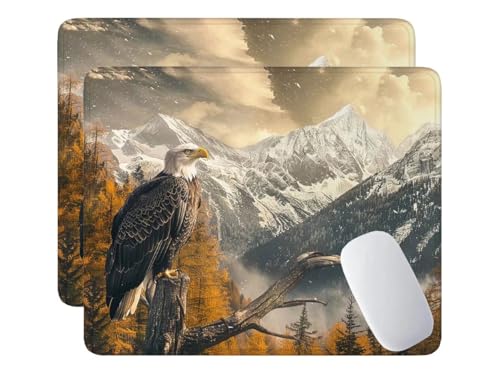 2Pcs Tapis de Souris 260mm x 210mm x 3 mm Petit Mousepad Base en Caoutchouc Antidérapante, Convient à Tous Les Types de Souris Gaming, pour Gamer Gaming Bureau à Domicile - (Aigles Montagnes) K-617