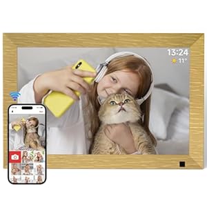 10.1 Inch WiFi Digital Photo Frame Built in 32GB Memory, 1280×800 IPS LCD Touchscreen, Auto-Rotate and Audio, Quick and Easy Share Photos or Videos via the Frameo App, Best Gift for Favorite