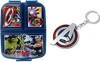 Marvel Avengers Sandwich Lunch Snack Box Multi Compartment Kids Children School Includes The Avengers Keychain