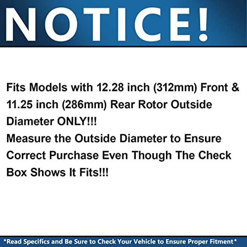 Image of Detroit Axle - Brake Kit for Volkswagen Jetta Passat CC GTI EOS Audi A3 Quattro, Drilled & Slotted Brake Rotors and Ceramic Brakes Pads 2007 2008 Replacement: 12.28'' Front & 11.25'' Rear Rotors