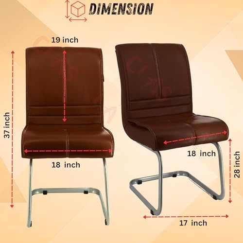Image of NEWTURN Thanos No-Handles (Pre-Assembled) Office Visitor Chair| Fixed Stand Chair| Computer Chair| Study Chair| Desk Chair| Work from Home| Teak Wood Workstation Chair with 2 Years Warranty (Brown)