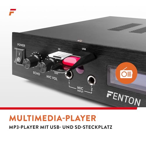 Fenton AV-150BT - HiFi Verstärker 380 Watt, 5.1 AV Receiver mit Bluetooth, FM-Radio, MP3, SD- und...