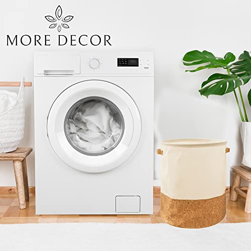 More Décor Waterproof Collapsible Laundry Hamper - White And Bark Round Laundry Bag - Multi-Use Storage Bin #TOP1