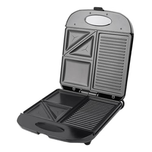 RIKEL Máquina de Desayuno 3 en 1, Multifunción, Antiadherente, para Hacer Gofres, Tortillas y Sándwiches, Enchufe Europeo