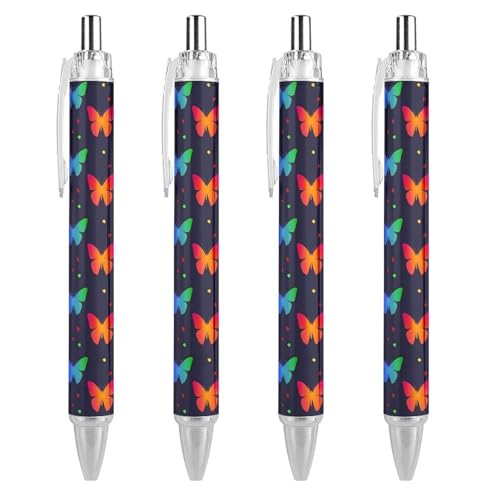 Bolígrafos retráctiles de mariposas para oficina y escuela, pack de 4 unidades.