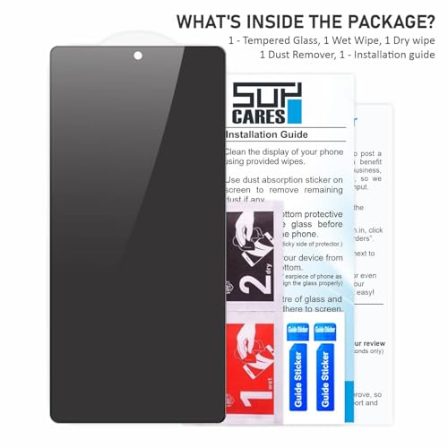 Image of SupCares Privacy Tempered Glass for Samsung Galaxy S25 Ultra (6.9 Inch) With Installation Kit | 9H Edge to Edge Screen Protector | Black