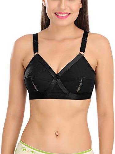 Sona Women's Perfecto Full Cup Everyday Plus Size Cotton Bra Black