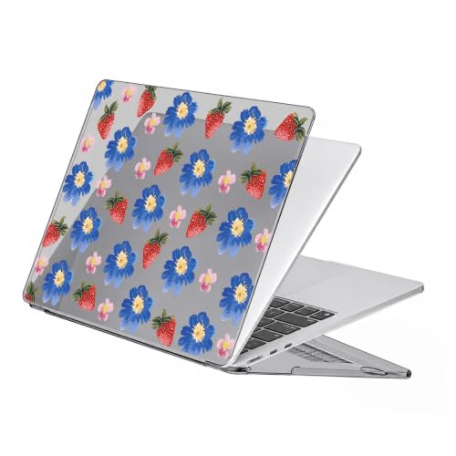 for MacBook Pro 13 inch Case, Cute Strawberry Flower Clear Laptop Cover