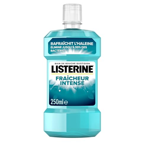 Listerine – Bain de Bouche Fraîcheur Intense (bouteille de 250 ml) – Soin bucco-dentaire quotidien contre la plaque dentaire – Bain de bouche pour une haleine fraîche durable