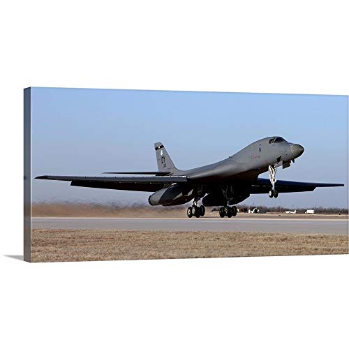 GREATBIGCANVAS A B-1B Lancer Takes Off from Dyess Air Canvas Wall Art Print, Airplane Home Decor Artwork, 20'x10'