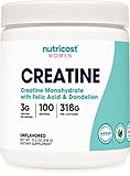 Nutricost Creatine Monohydrate Powder for Women, Micronized, Unflavored, 100 Servings - Vegetarian,...