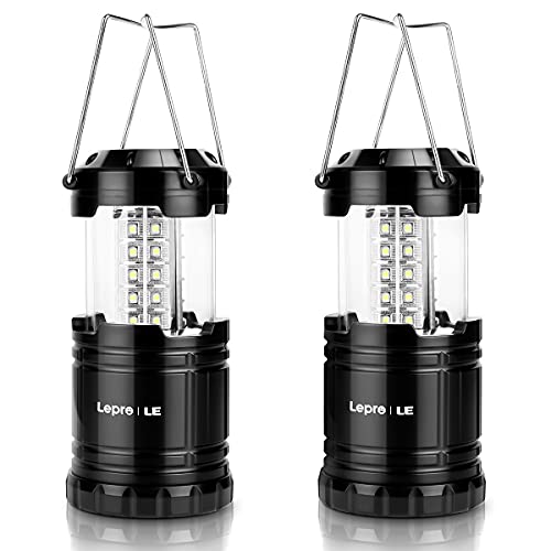 Lepro LED Camping Lanterns Battery Powered, Collapsible, IPX4 Water Resistant, Outdoor Portable Lights for Emergency, Hurricane, Storms and Outages 2