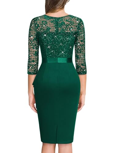 Image of Miusol Women's Retro V Neck Floral Lace Ruffle Style Cocktail Party Dress