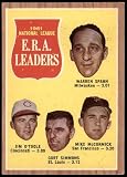 1962 Topps #56 NL ERA Leaders Warren Spahn / Jim O'Toole / Curt Simmons / Mike McCormick Milwaukee / Cincinnati / St. Louis / San Francisco Braves / Reds / Cardinals / Giants (Baseball Card) EX Braves / Reds / Cardinals / Giants