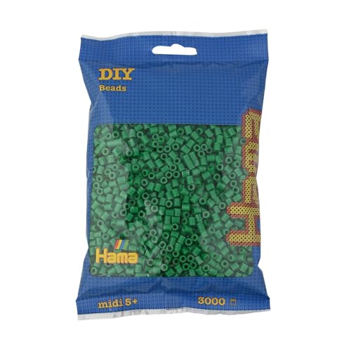 Hama Pärlpåse | Ca 3000 Midi Fuse-Pärlor | Mosaikdekoration Konst & Hantverk för Kreativa Barn Från 5 år | green