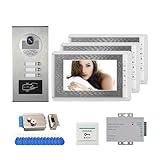 SMTYXS Sistema De Portero Automático Timbre De Puerta De Vídeo De 7 Pulgadas + Cámara De Control De Acceso RFID For Cerradura Eléctrica De Apartamento Multifamiliar 2/3/4(530-V70C-3)
