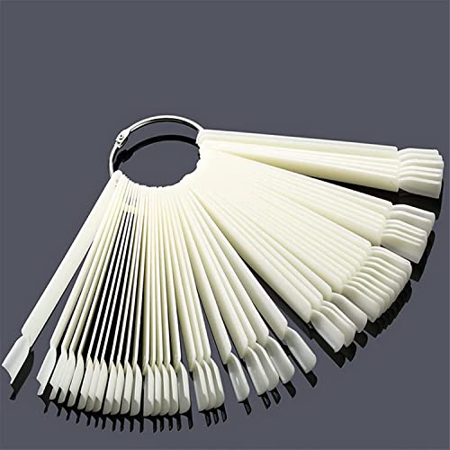 50 pezzi Nail Art Tips Ring Stick, Pkouocry Natural Color Card Placche Smalto Display Ring Sticks, Nail Art Esercizi Display Nail Tips per Display e Pratica Fai da te Nail Art