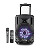 Fenton FT10LED actieve luidspreker – 10 “woofer, uitgangsvermogen: 450 W, Bluetooth/USB/SD / MP3 / AUX-In, LED-show in de woofer, batterij, trolleyfunctie, afstandsbediening, UHF-microfoon