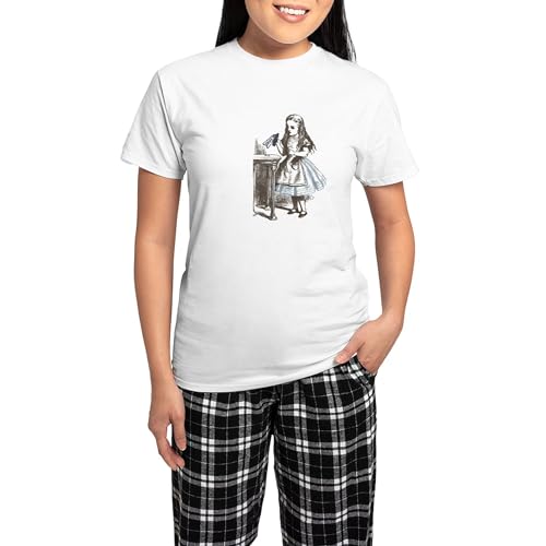 CafePress Alice In Wonderland Drink Me Pajamas Women's Novelty Cotton Pajama Set, Comfortable PJ Sleepwear With Checker Pant