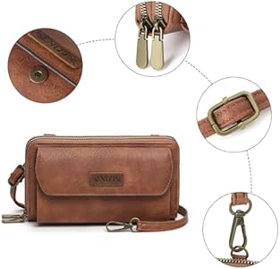 SENDEFN Schoudertas voor dames, crossbody bag, mobiele telefoontas om te hangen, kleine schoudertas voor mobiele telefoon met verstelbare schouderriem, dubbele ritssluiting, portemonnee voor dames
