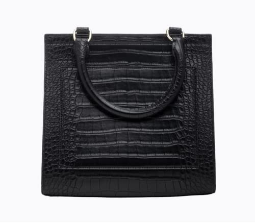 Modern Picnic | The Luncher | Lunch Bag Purse | Faux Crocodile Chic Insulated Cooler Purse With A Vegan Leather Exterior + Insulated Interior | Includes An Adjustable, Removable Strap - Black #TOP1