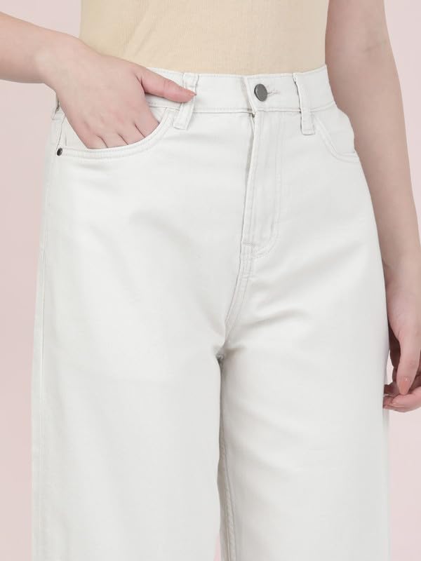 Image of GO COLORS Soft Cotton-Tencel Blend Twill Wide Pants Full Length for Women| Breathable, High Rise