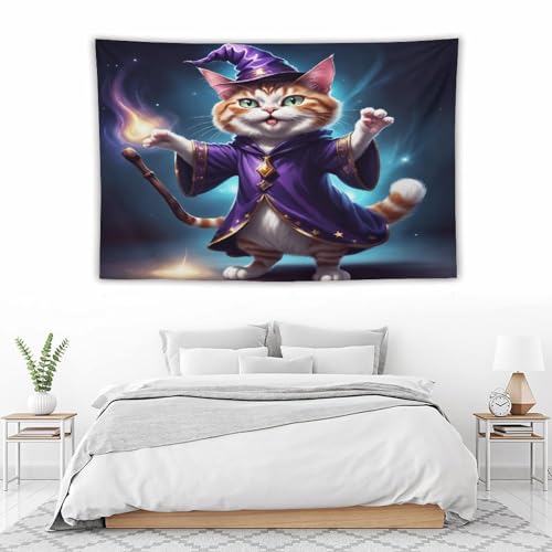 Tenture murale chat d'Halloween PAZZK pour cacher un mur blanc vide