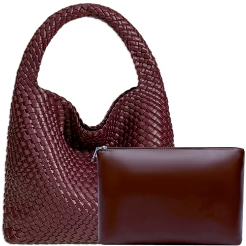 Image of JINMANXUE Woven Tote Bag for Women, Fashion Hobo Handbag, Travel Top-handle Shoulder Bag, Beach Underarm Bag with Purse