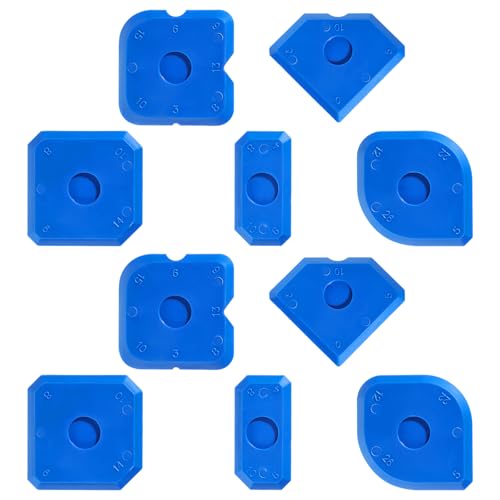 Giantree 10 Pcs Silicone Caulking Tool Set, Caulk Tool, Plastic Silicone Caulking Tools, Portable Sealant Scraper Window Sealant Smoothing Scraper for Kitchen Bathroom Floor Sink Joint (Blue)