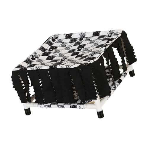 Abri à 2 niveaux petits animaux isolant avec housse et pompons chic