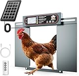 Automatic Chicken Coop Door with Horizontal Dual Opening, Remote & Manual Control, USB Backup, Predator-Proof Larger Opening Size House Door Solar Powered for Chicken, Duck and Poultry