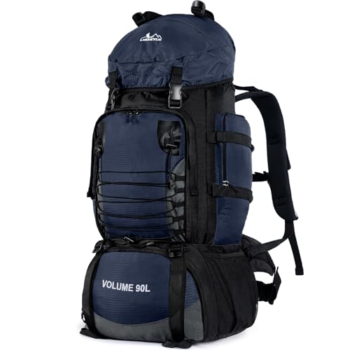 LibSkyln 90L Hiking & Camping Backpack with Rain Cover
