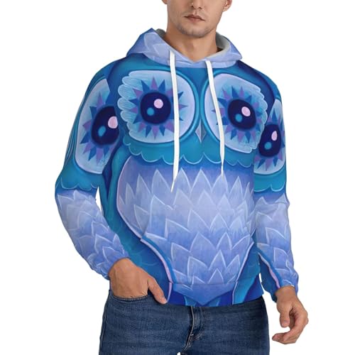 Sweat à capuche hibou bleu EdWal en polyester avec poche kangourou pour homme